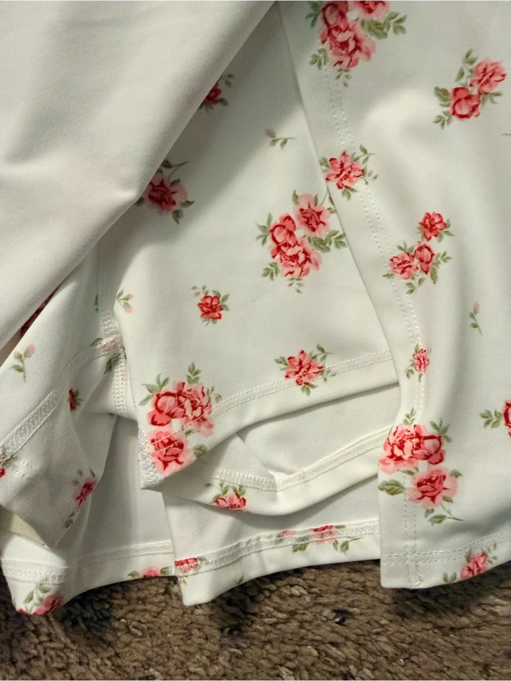 NWT White Floral Athletic Skort with Light Blue Waistband